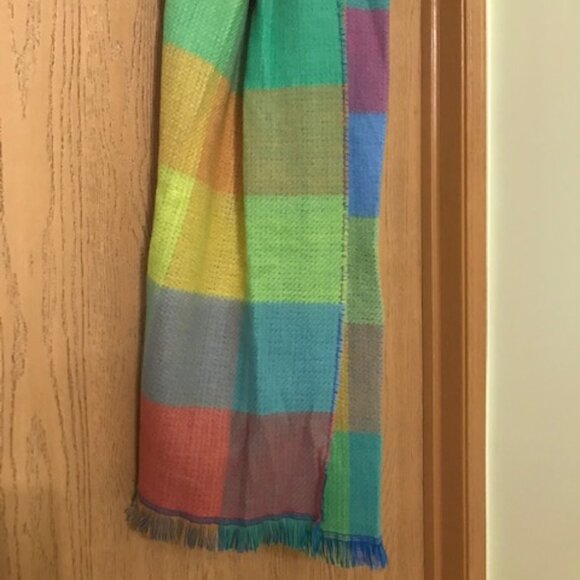 NEW Crayola Kohl's Collaboration Adult Multi-Color Plaid Blanket Scarf w/Fringe. - Picture 2 of 5